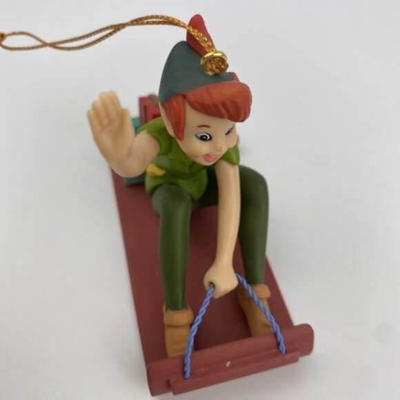 Disney Grolier Christmas Holiday Tree Ornament Peter Pan "Peter Pan On A Sled" - Picture 10 of 11